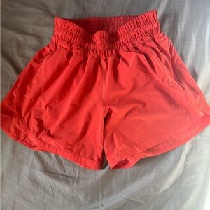 lululemon athletica Coral Hotty Hot Athletic Shorts with Elastic Waist